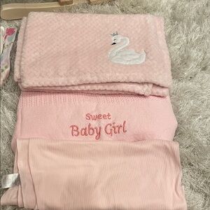 Little Me Pink Baby Blanket Set